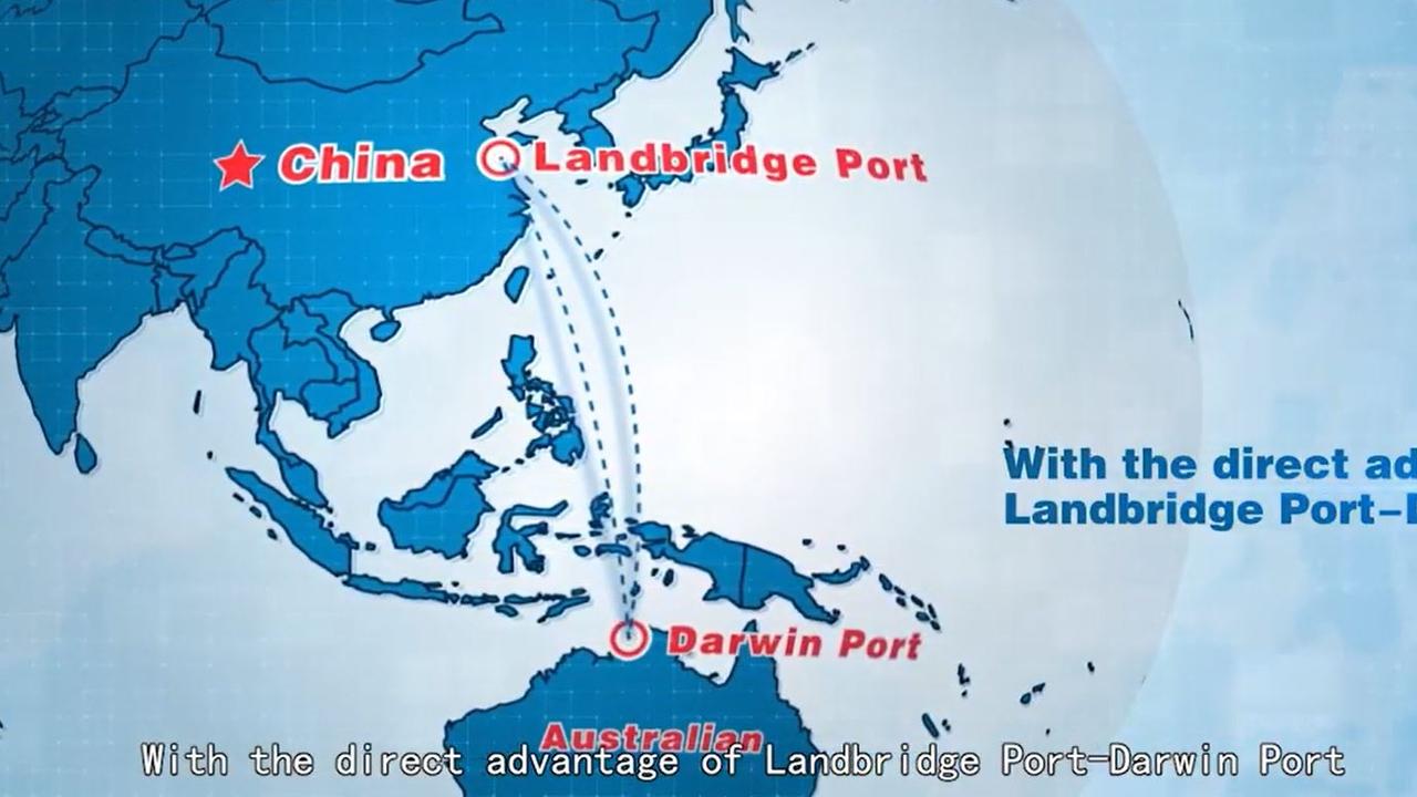 A graphic for a Landbridge corporate video extolling Darwin’s links to China.