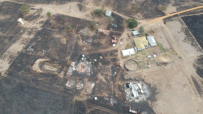 Aerial picture of a property at Calvert that was damaged in a 2018 fire.