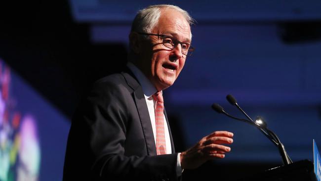 Prime Minister Malcolm Turnbull speaking at the Business Council of Australia's annual dinner at Sheraton on the Park on Monday night. Picture: Hollie Adams