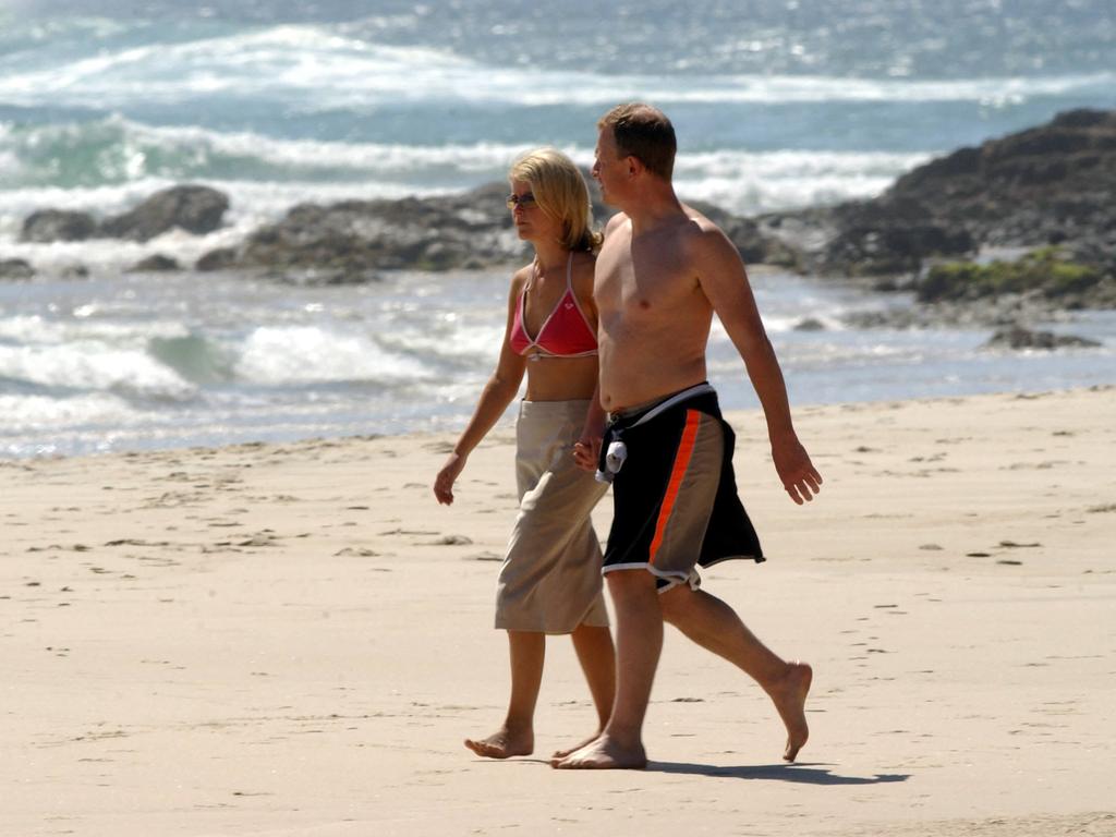 The couple in Byron bay in 2003. Picture: Robert McKell.