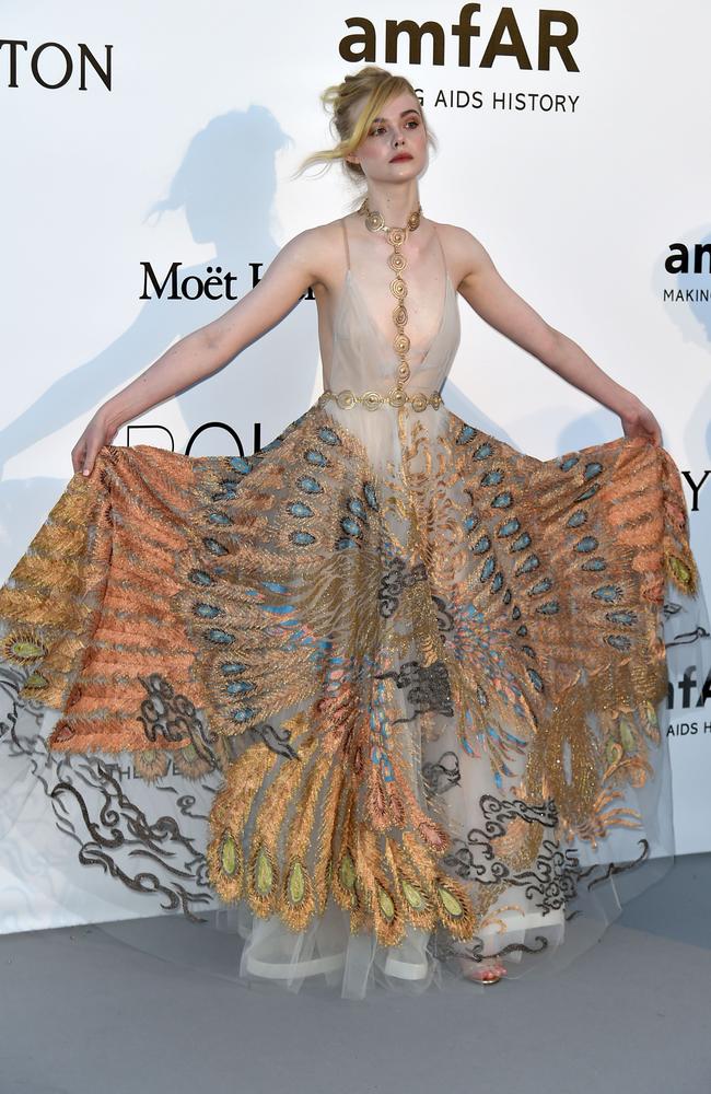 US actress Elle Fanning poses as she arrives for the amfAR’s 23rd Cinema Against AIDS Gala on May 19, 2016 in Antibes, southeastern France.Picture: AFP PHOTO / ALBERTO PIZZOLI