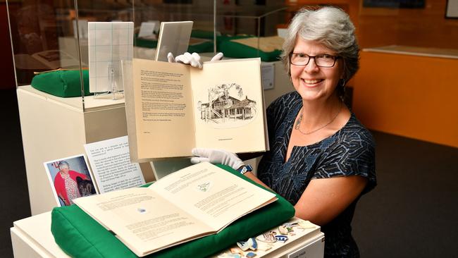 50 Treasures: Celebrating 50 Years of James Cook University at Perc Tucker Gallery. Curator Bronwyn McBurnie with Gerty Page's fragments. Picture: Alix Sweeney