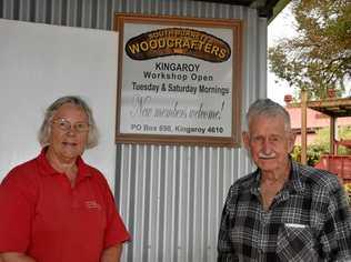 JOIN IN: Pamela Campbell and Peter Peacey at the South Burnett Woodcrafters clubhouse. Picture: Madeline Grace