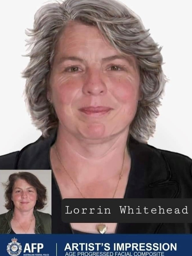 A police artist impression of what Lorrin Whitehead may look like today if she was still alive, provided by the Australian Federal Police.