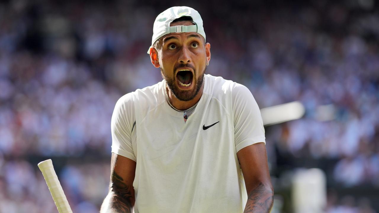 Nick Kyrgios reacts during men’s singles final. Picture: Zac Goodwin/PA Images via Getty Images