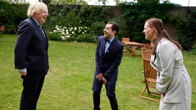 Boris Johnson with his ICU carers, nurse Luis Pitarma and ward sister Jenny McGee. Picture: AFP