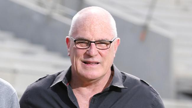 Geelong Cats club chief exec Brian Cook with Geelong Cats Past Players and Officials Association President Ray Card. Picture: Peter Ristevski