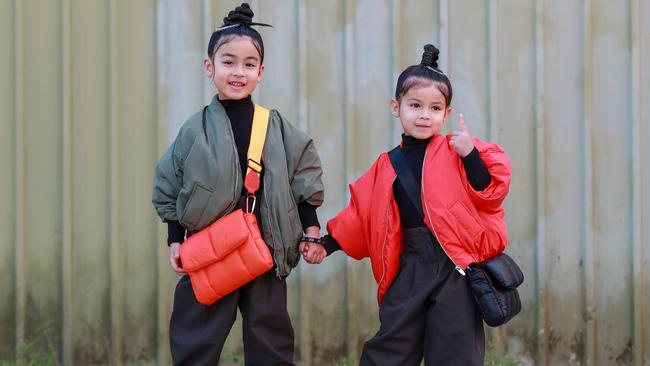 Sister mini influencers Mia, 5, and Tatiana Escalante, 3. Picture: Justin Lloyd