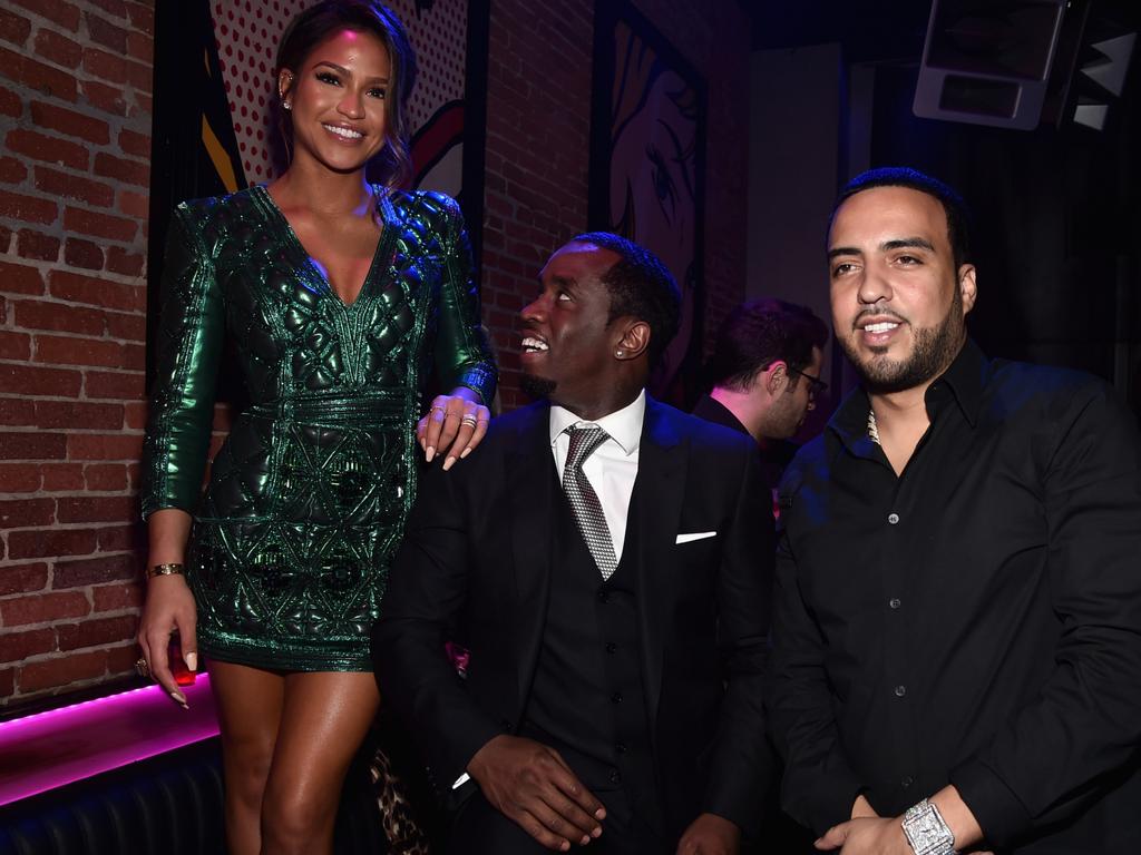 Cassie Ventura with Combs and actor and rapper French Montana at a party at ArcLight Hollywood in 2016. Picture: Alberto E Rodriguez / Getty Images