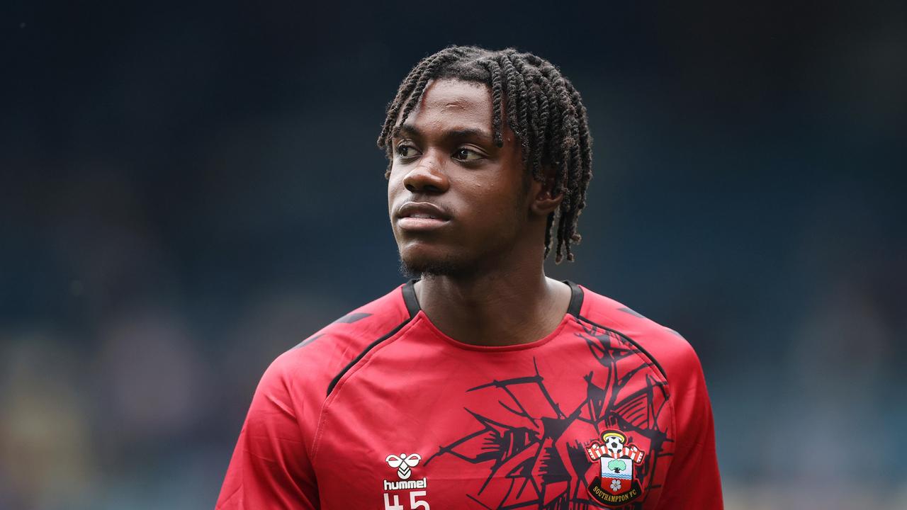 SHEFFIELD, ENGLAND – AUGUST 04: Romeo Lavia of Southampton looks on during his warm up prior to the Sky Bet Championship match between Sheffield Wednesday and Southampton FC at Hillsborough on August 04, 2023 in Sheffield, England. (Photo by George Wood/Getty Images)