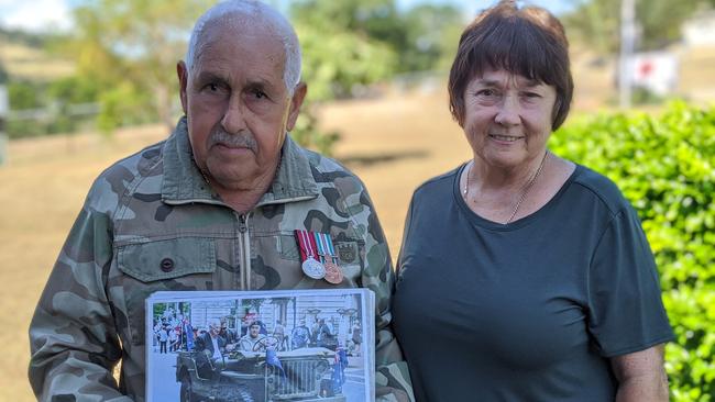 PAYING RESPECTS: John and Sue Gregor were not about to let Anzac Day pass them by. Photo: Ebony Graveur