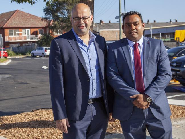 Mayor Karl Asfour and councillor Mohammad Huda at the renovated Arthur St parking area in Punchbowl.