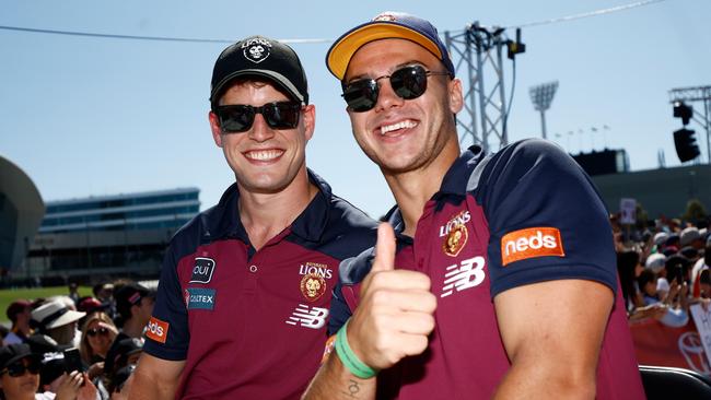 Brisbane’s Jarrod Berry and Cam Rayner. Picture: Michael Willson/AFL Photos