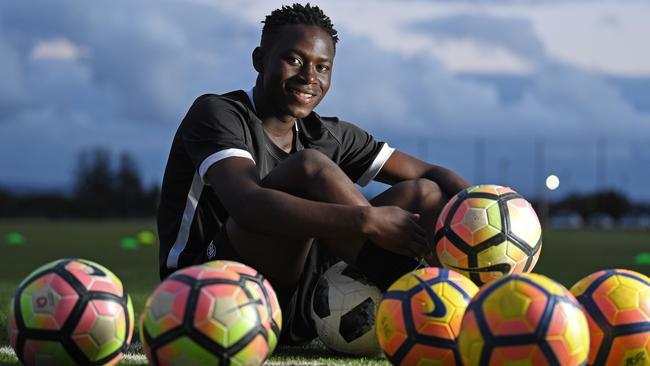 Soccer has helped ex-Burundian refugee Vianne Kurikwimana overcome grief for two cousins who drowned at Glenelg before his father died in a car accident. Picture: Tom Huntley