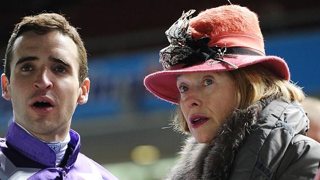 Jockey Michael Rodd with trainer Gai Waterhouse after Queenstown won at Moonee Valley last night. Picture: Getty Images