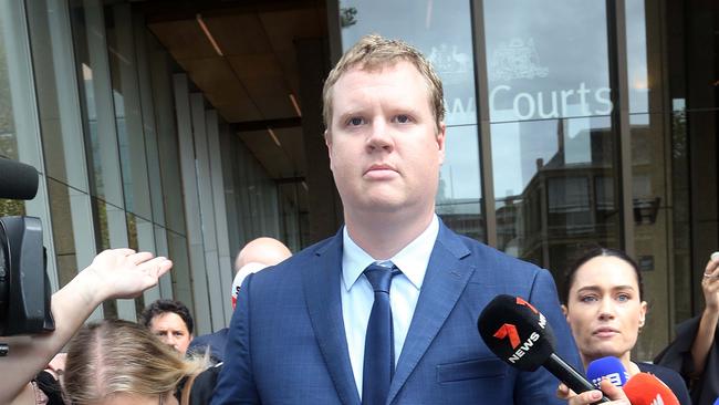 Kristian White walking out of court after his sentence was handed down.