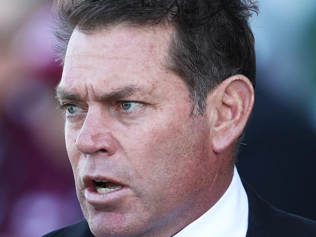 SYDNEY, AUSTRALIA - JUNE 12:  Tigers interim coach Brett Kimmorley looks on during the round 14 NRL match between the Wests Tigers and the Manly Sea Eagles at Campbelltown Stadium, on June 12, 2022, in Sydney, Australia. (Photo by Matt King/Getty Images)