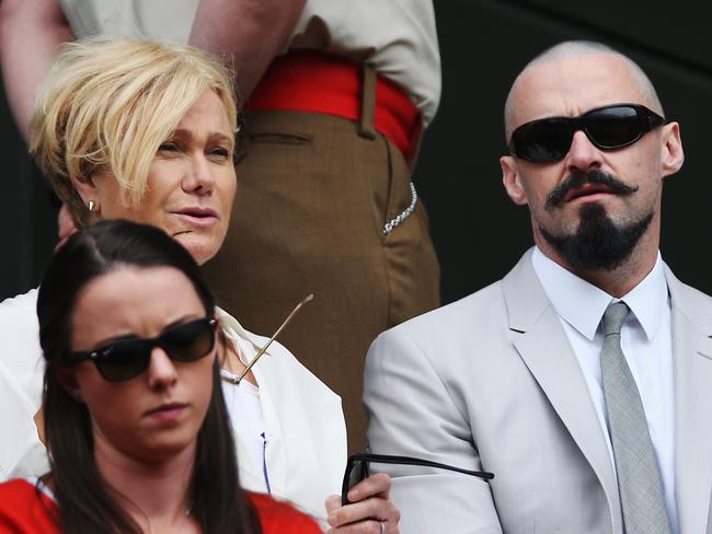 Hugh Jackman and wife Deborra-Lee Furness at Wimbledon in July.