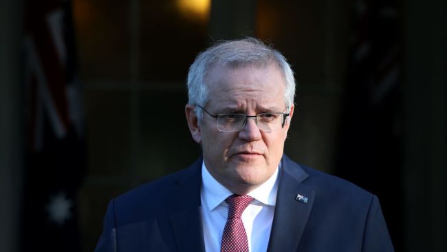 Prime Minister Scott Morrison addressed the media in Canberra on Thursday afternoon after releasing the Commonwealth’s first Closing the Gap Implementation Plan. Photo: Lisa Maree Williams/Getty Images