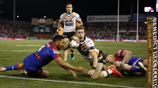 Expect more late drama when the Knights face Wests Tigers. Photo: AAP Image/Darren Pateman