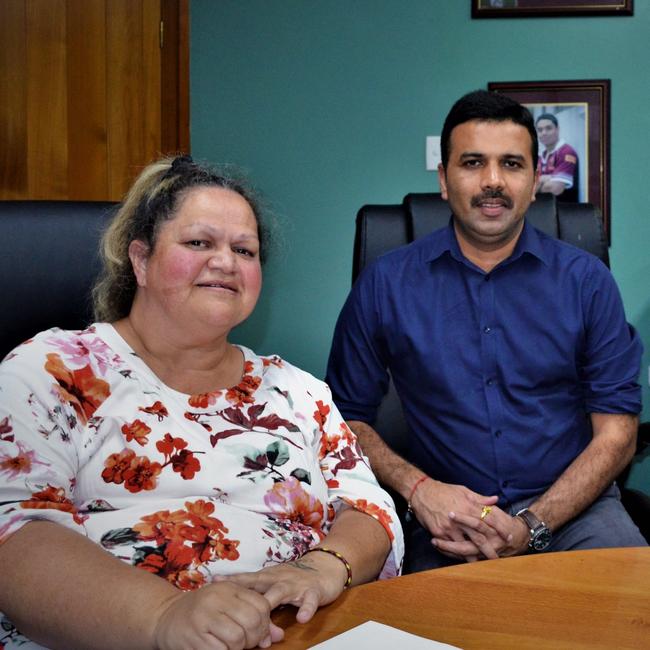 Cherbourg Mayor Elvie Sandow with CEO Chatur Zala.