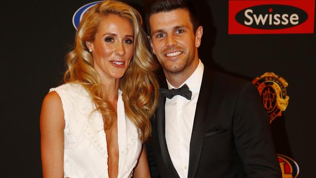 Trent Cotchin and wife Brooke at the 2015 Brownlow. Picture: Michael Klein.