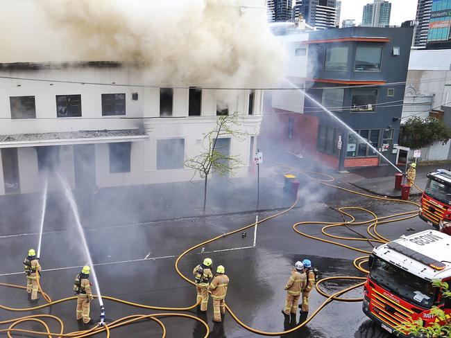 The Albion Hotel was set alight. Picture: Hamish Blair