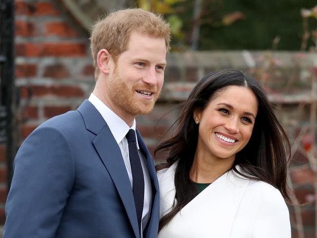 Prince Harry and actress Meghan Markle appear before the media for the first time as an engaged couple on Monday in London. Picture: Chris Jackson/Chris Jackson/Getty Images