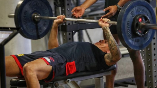 Bennell hit the gym with his potential new teammates. Picture: Melbourne FC