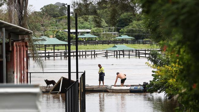 water was right up to the veranda at this Beenleigh home. Picture: NIGEL HALLETT