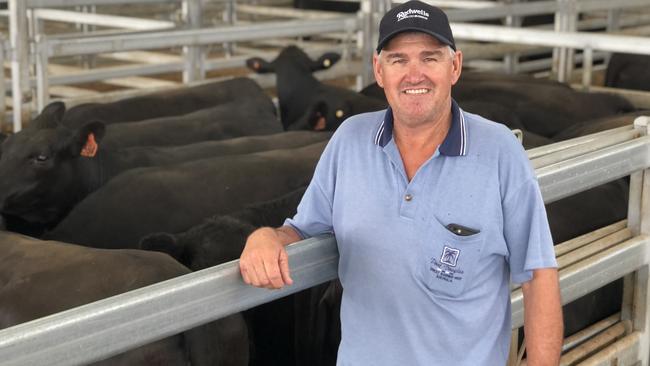 Brett Stewart from Wimmera Downs at Greens Creek offered a huge feature line of 152 joined Angus heifers. Picture: Petra Oates