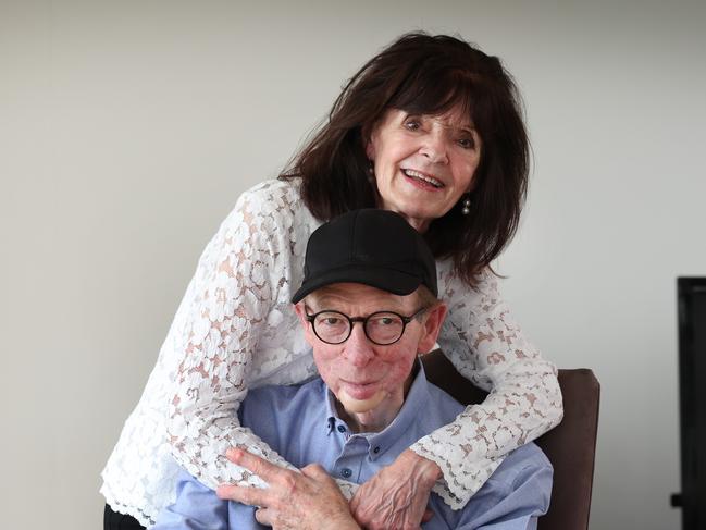 John Blackman at home with his wife Cecile after jaw surgery. Picture: David Caird