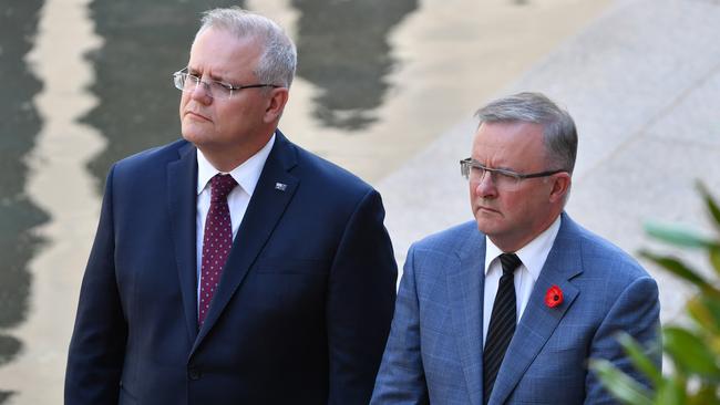 The Morrison government rejected the Labor leader’s request ­for an urgent recall of parliament so stimulus measures can be quickly implemented as it issued a ban on non-essential gatherings of more than 500 ­people from Monday. Picture: AAP