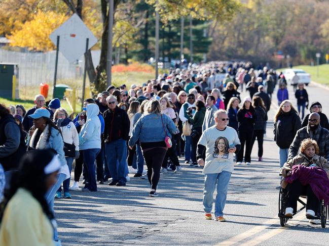 Supporters of US Vice President and Democratic presidential candidate Kamala Harris arrive for campaign rally featuring Michelle Obama in Kalamazoo, Michigan. Picture: AFP