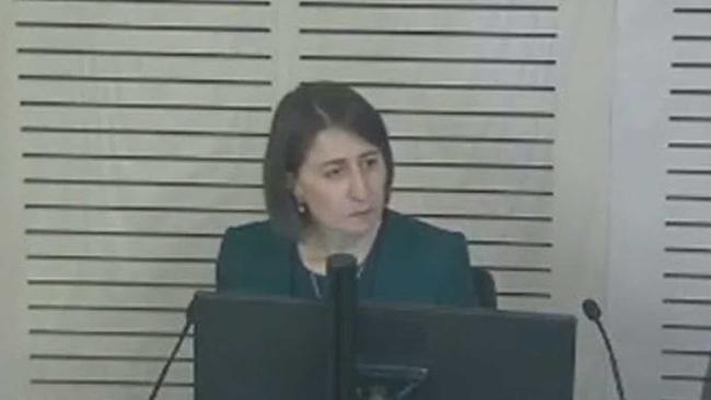 Gladys Berejiklian gives evidence at ICAC in October 2020. Picture: ICAC