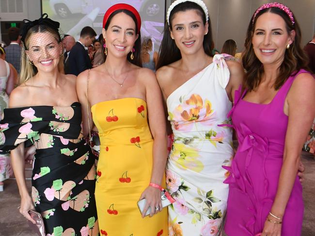 Danielle Fairbrother, Samantha Giudicatti, Courtney Jager and Candice Gardner dress for the occasion at The Pavilion, The Ville Resort-Casino . Picture: Evan Morgan