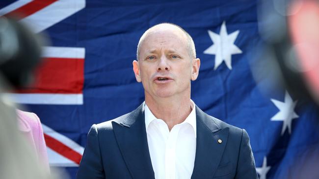 Campbell Newman announces his candidacy for the Senate on a Liberal Democrats ticket. Picture: Steve Pohlner