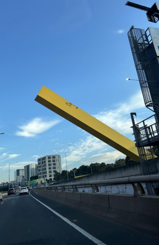 Thrill-seeking vandals plastered the city’s famed Cheese Stick with “Pam the Bird” graffiti. Picture: Reddit