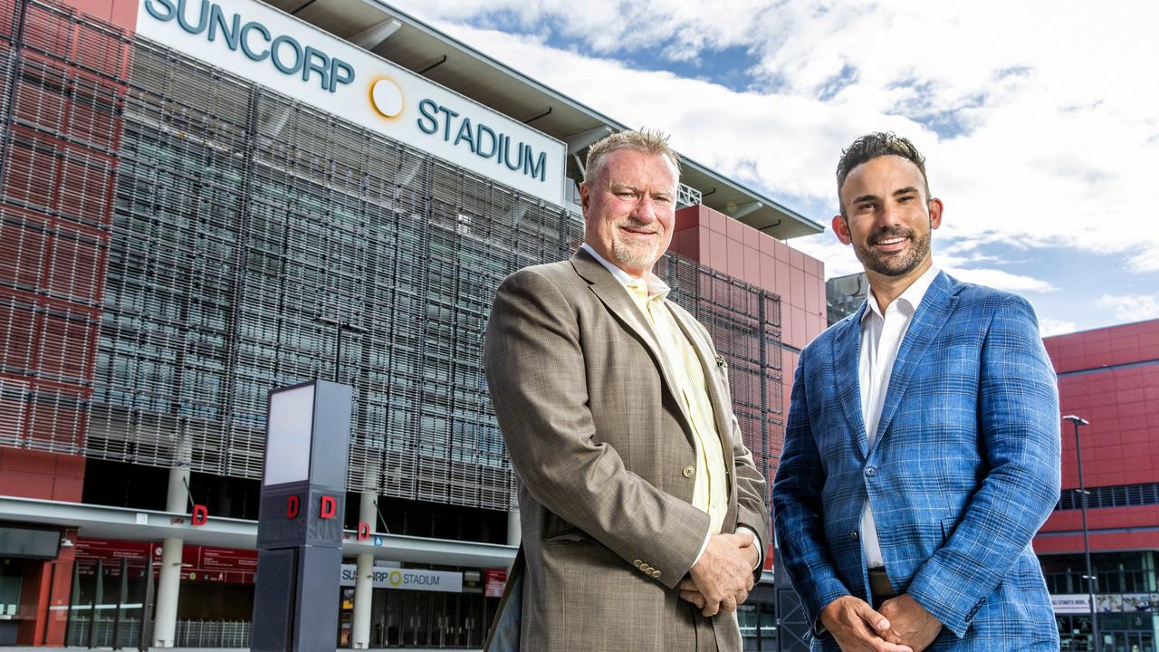 Steve Johnson from Ipswich Jets and Nick Livermore from Brisbane Bombers have joined forces to bid for the NRL’s 17th licence. Picture: Richard Walker