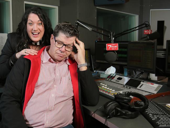 Anna Dare and Mick Newell. Tassie's most popular radio duos. Feature for TasWeekend. HOFM breakfast hosts Mick and Anna in the studio Picture: RICHARD JUPE