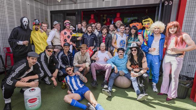 Richmond players are celebrating their premiership win at The Sporting Globe. Picture: Jason Edwards