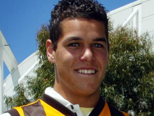 SPORT AFL DRAFT 2004. Hawthorn coach Alistair Clarkson with his first two draft picks, Jarryd Roughead and Lance Franklin.