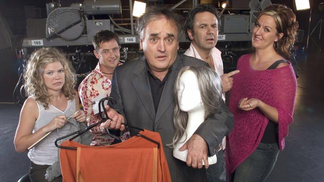 2005: Let Loose Live cast members Kate McLennan, Andrew Curry, Peter Moon, Michael Veitch and Queenie van de Zandt shortly before the program imploded. Picture: News Limited