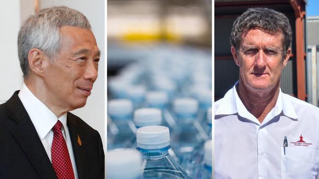 Singapore PM Lee Hsien Loong and Charters Towers Regional Council mayor Frank Beveridge. Greenvale's town water is current unsafe to drink.