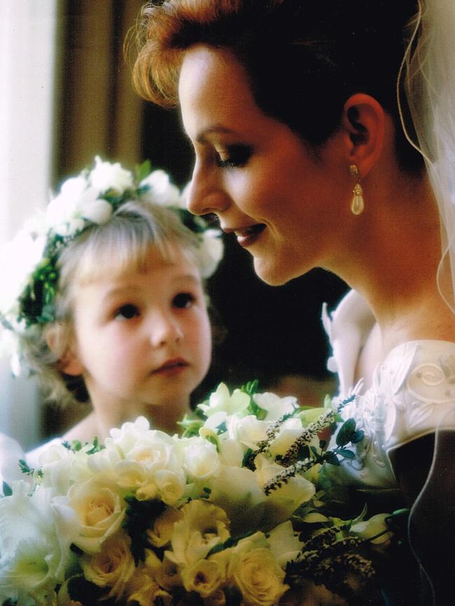 Allison Baden-Clay on her wedding day with her cousin and flower girl Ashley Dann. Picture: Supplied