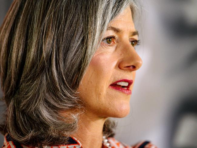 ADELAIDE, AUSTRALIA - NewsWire Photos OCTOBER 8, 2021: Professor Nicola Spurrier gives a COVID-19 update to the media at the SA Health Building. Picture: NCA NewsWire / Morgan Sette