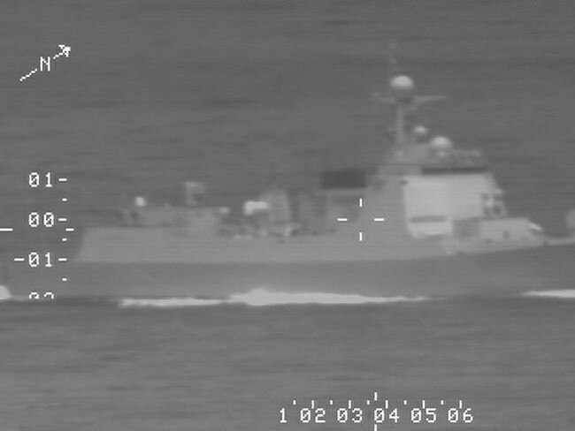 A RAAF reconnaissance photo of a People’s Liberation Army-Navy Luyang-class guided missile destroyer involved in a lasing incident with an RAAF P-8A Poseidon maritime patrol aircraft. Source: ADF