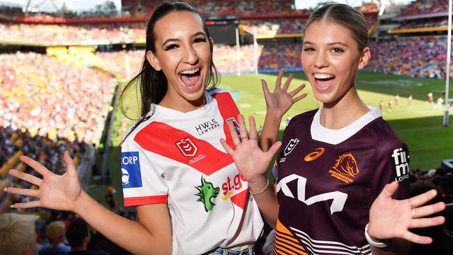 Caitlyn Daunt and Taylah Bowden at NRL Magic Round, Suncorp Stadium. Picture: Patrick Woods.