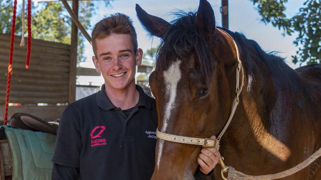 FOR QWEEKEND:  Moranbah, 21 Jun 22, Tyler Leslight, Sex Change Jockey wins Championship.Apprentice Tyler Leslight. Photo : Daryl Wright.