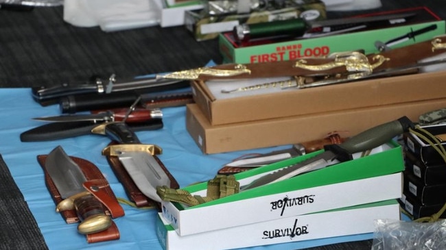 Youth crime 2023 weapons seized in Melbourne's south east. Picture: Victoria Police